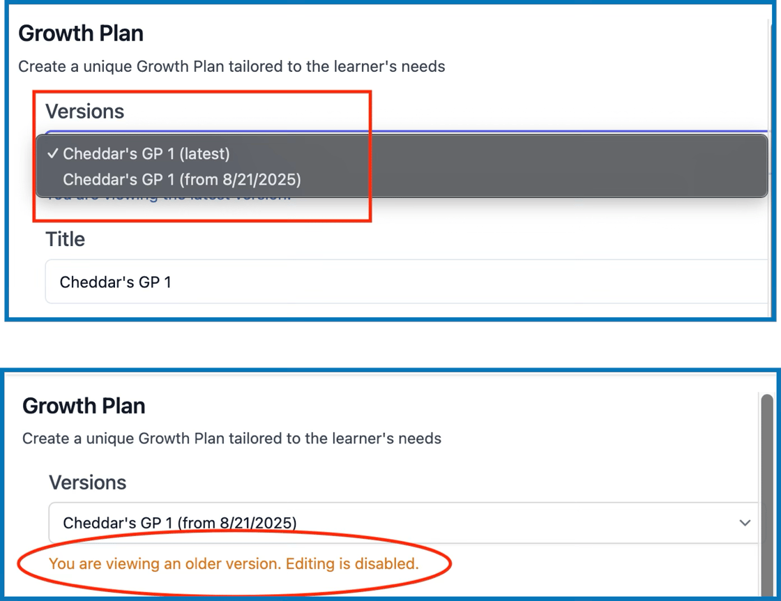 plan versions